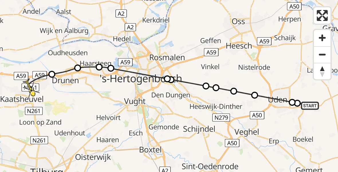 Routekaart van de vlucht: Lifeliner 3 naar Waalwijk, Venstraat