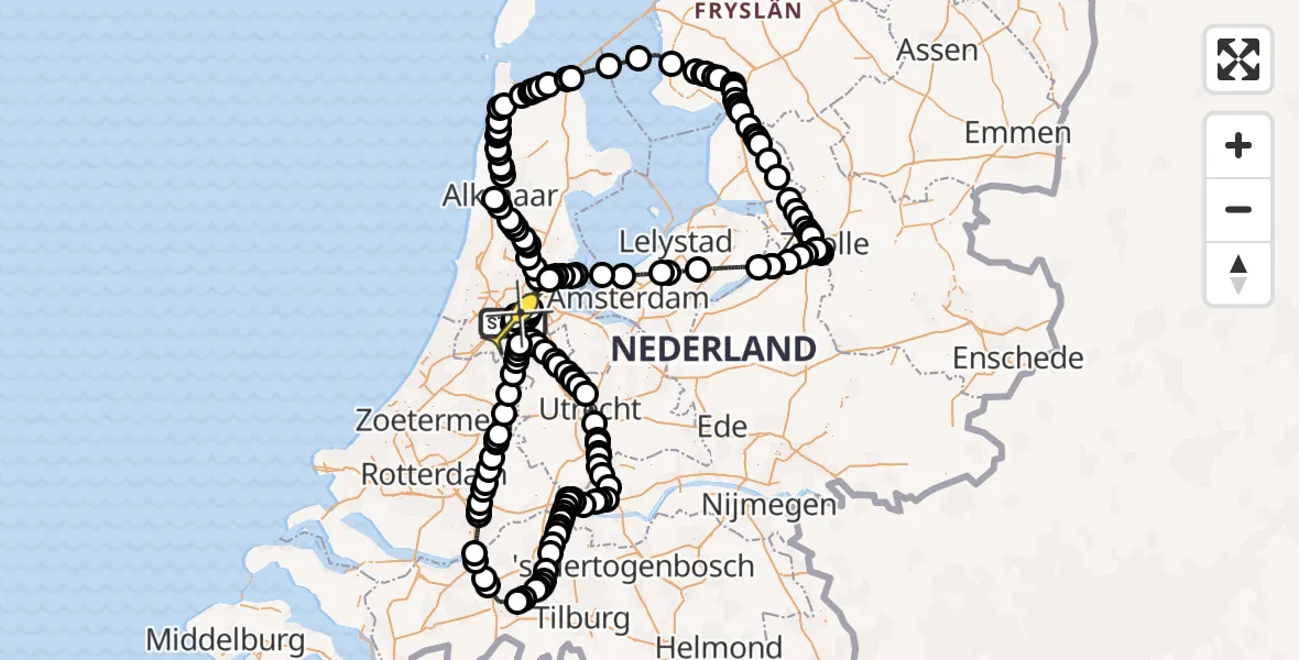 Routekaart van de vlucht: Politieheli naar Schiphol, Mr. Jac. Takkade