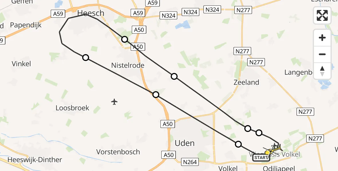 Routekaart van de vlucht: Lifeliner 3 naar Vliegbasis Volkel, Jagersveld