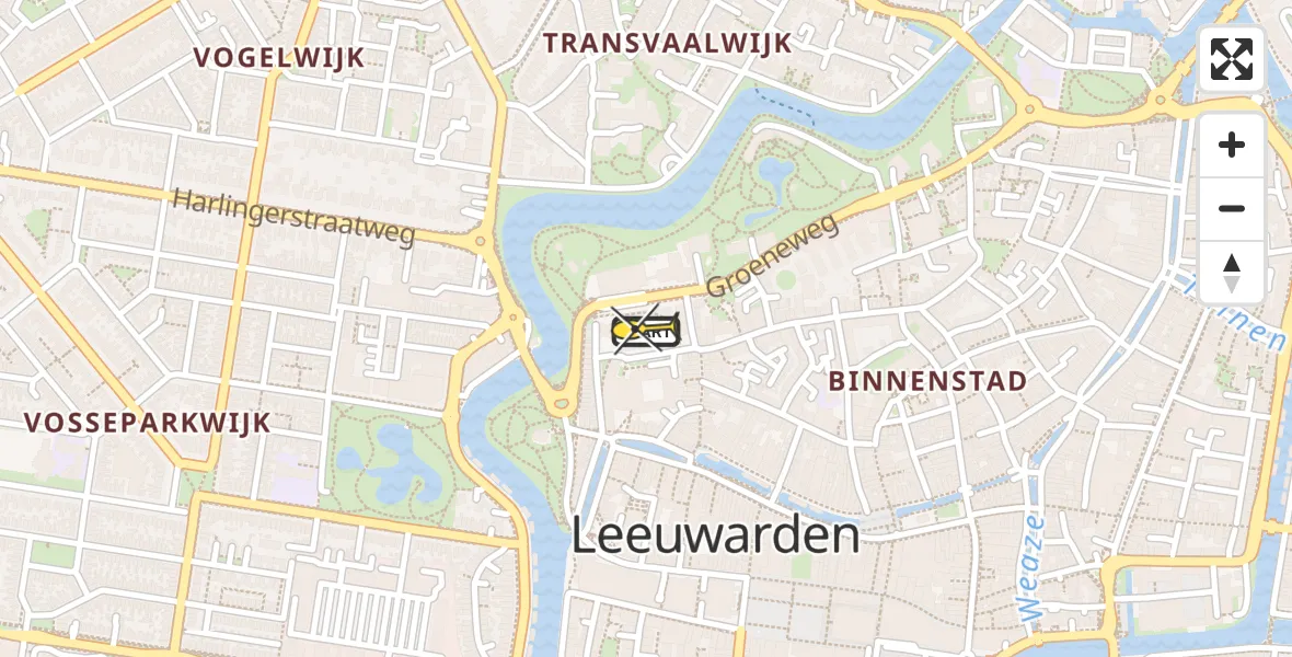 Routekaart van de vlucht: Lifeliner 4 naar Leeuwarden, Oldehoofsterkerkhof