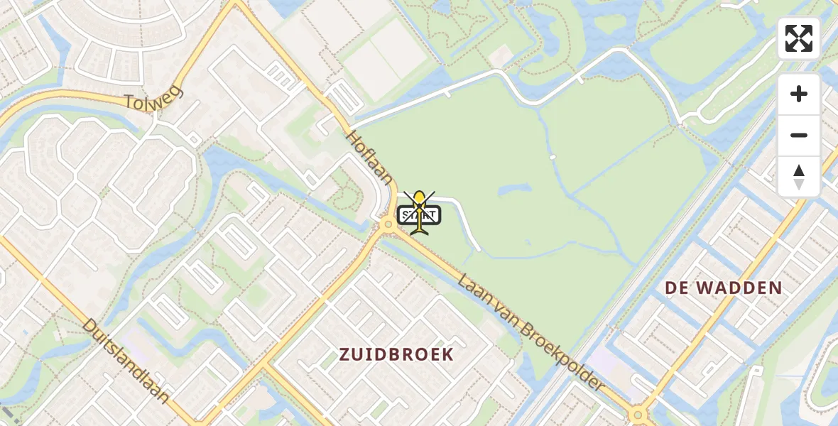 Routekaart van de vlucht: Lifeliner 1 naar Heemskerk, Laan van Broekpolder