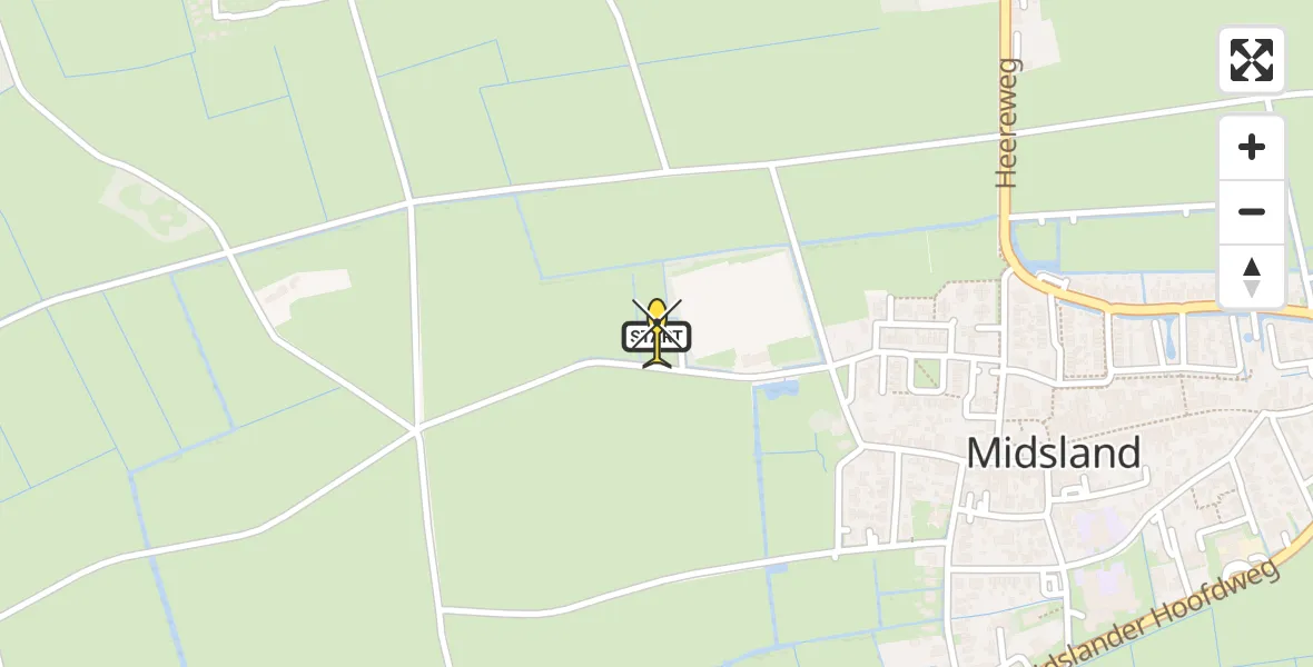 Routekaart van de vlucht: Ambulancehelikopter naar Midsland, Kallandspad