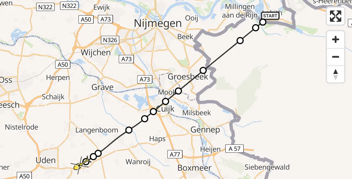 Routekaart van de vlucht: Lifeliner 3 naar Vliegbasis Volkel, Europa-kade