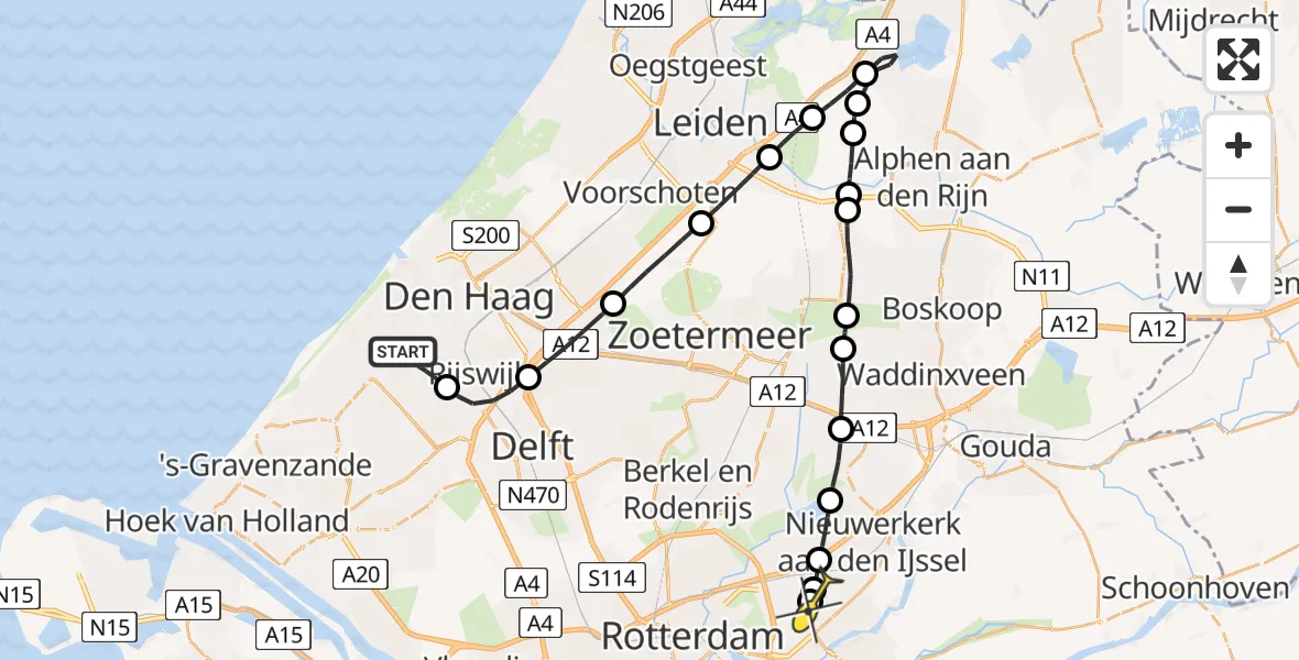 Routekaart van de vlucht: Lifeliner 2 naar Capelle aan den IJssel, Zweeloostraat