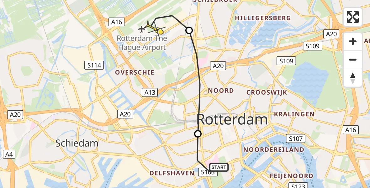 Routekaart van de vlucht: Lifeliner 2 naar Rotterdam The Hague Airport, Oostervantstraat