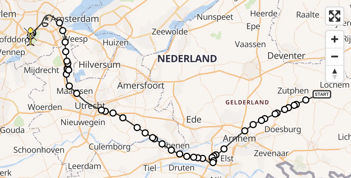 Routekaart van de vlucht: Politieheli naar Schiphol, Enzerinckweg