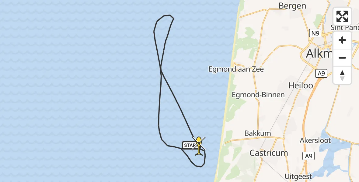 Vluchtroute Kustwachthelikopter van  naar 