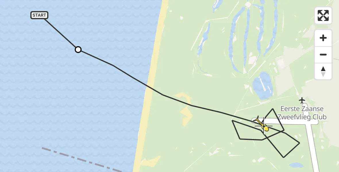 Routekaart van de vlucht: Kustwachthelikopter naar Castricum, Strandslag 39