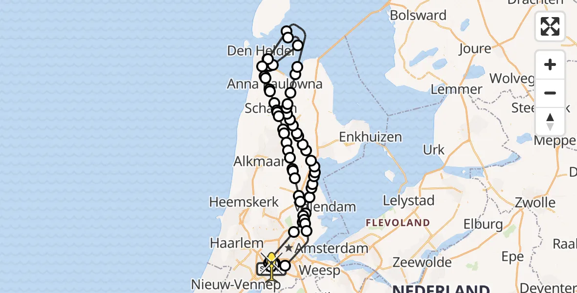 Routekaart van de vlucht: Politieheli naar Schiphol, Thermiekstraat
