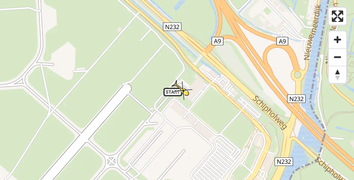 Routekaart van de vlucht: Politieheli naar Schiphol, Walaardt Sacréstraat