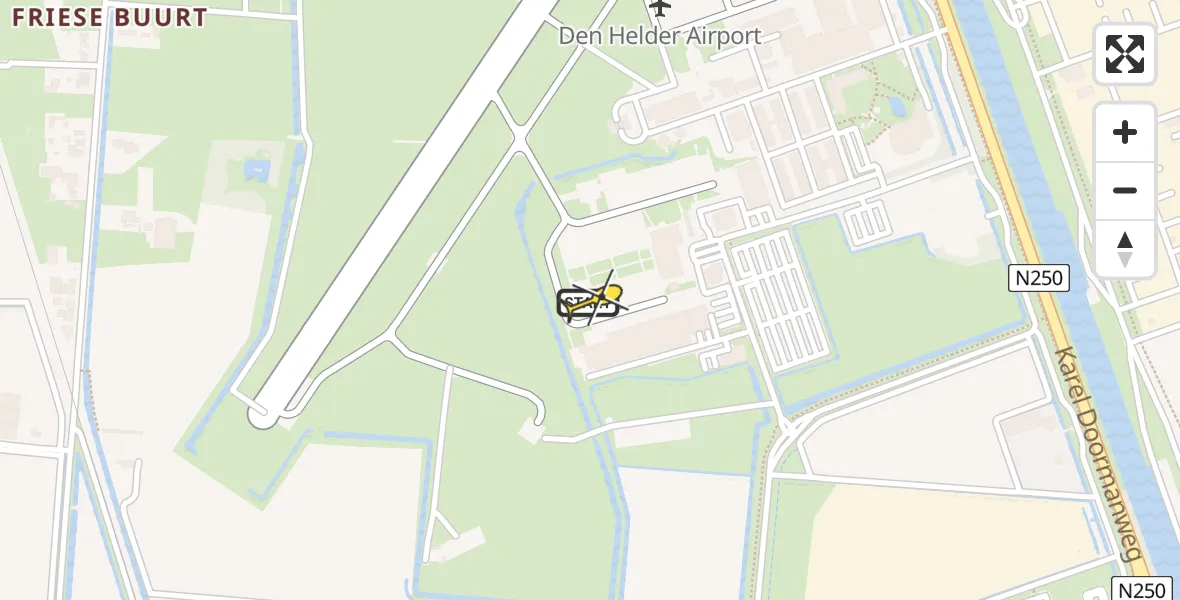 Routekaart van de vlucht: Kustwachthelikopter naar Vliegveld De Kooy, Luchthavenweg