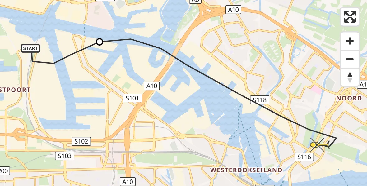 Routekaart van de vlucht: Lifeliner 1 naar Amsterdam, Lipariweg
