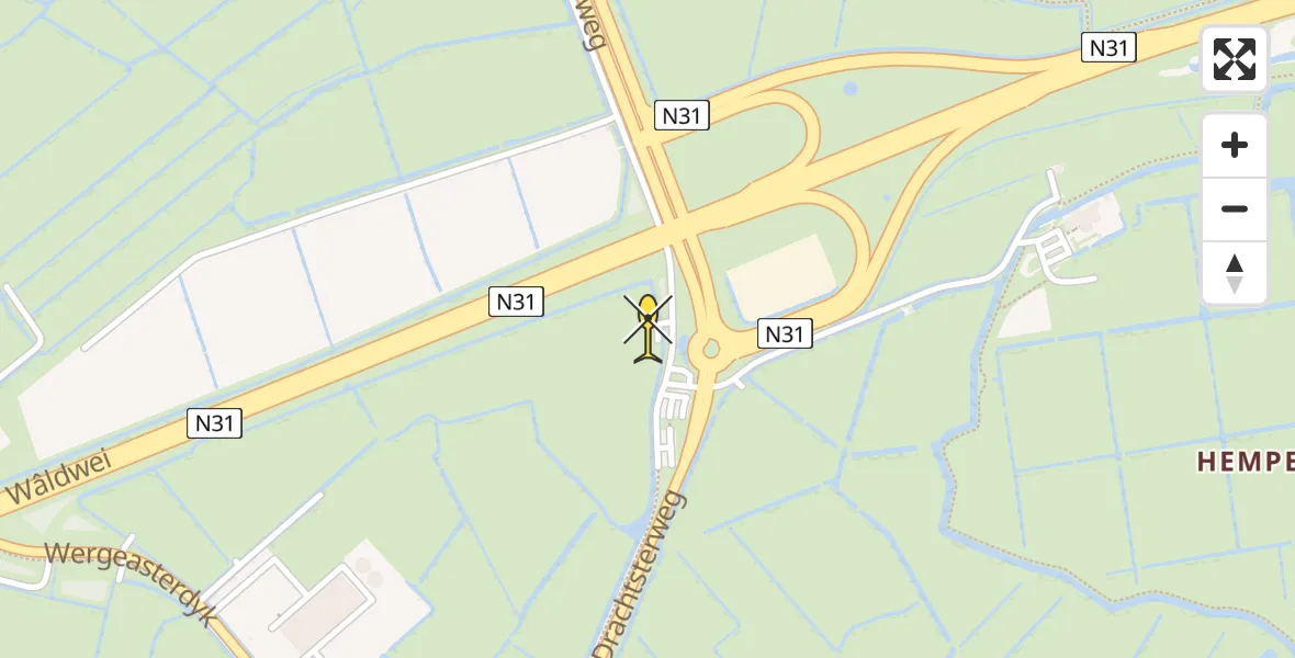 Routekaart van de vlucht: Lifeliner 4 naar Wirdum