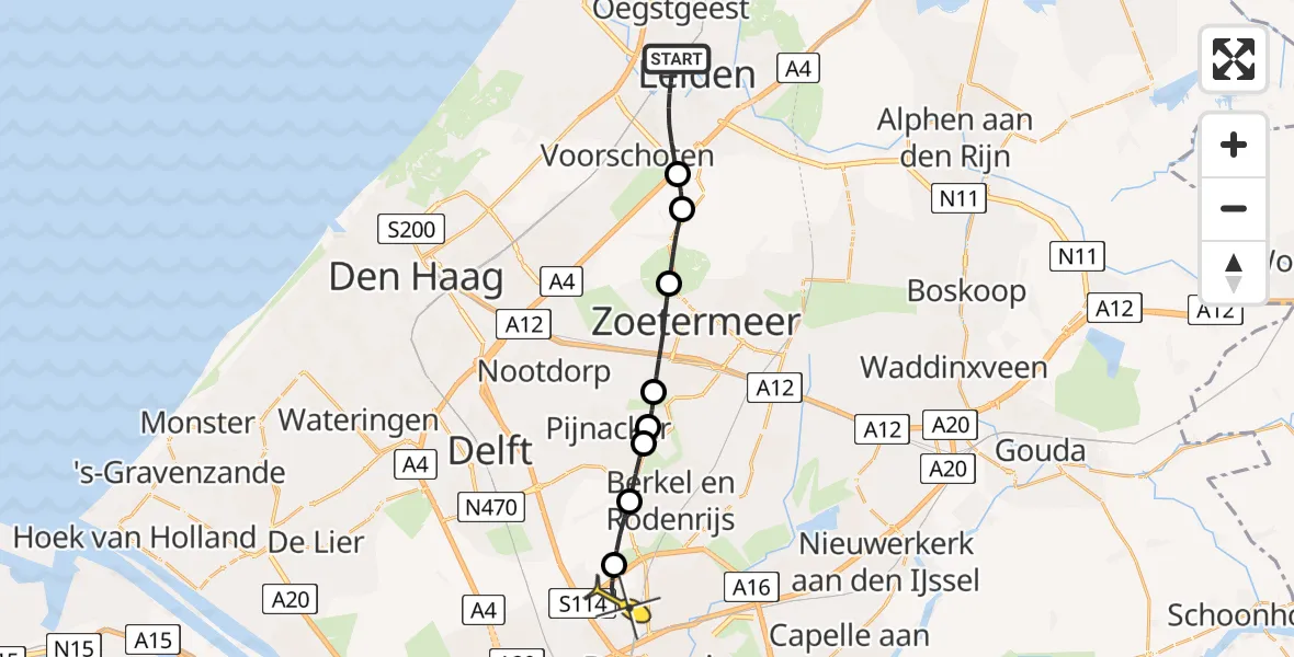 Routekaart van de vlucht: Lifeliner 2 naar Rotterdam The Hague Airport, Max Velthuijskade