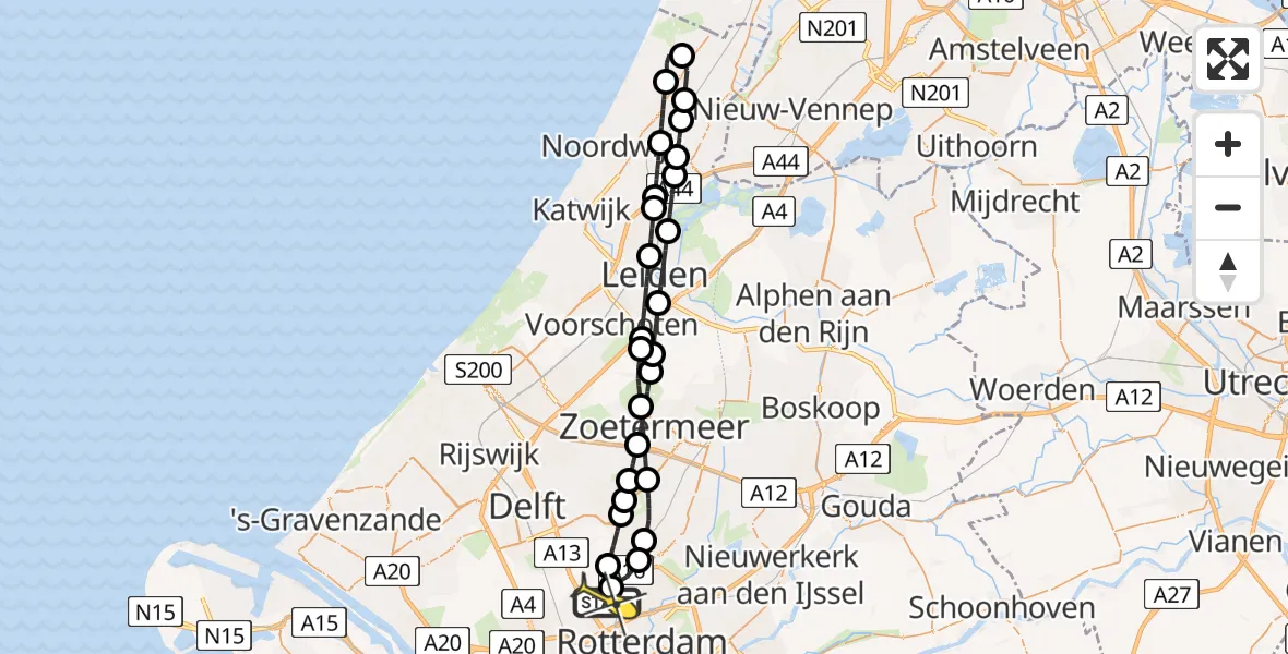 Routekaart van de vlucht: Lifeliner 2 naar Rotterdam The Hague Airport, A16 Rotterdam