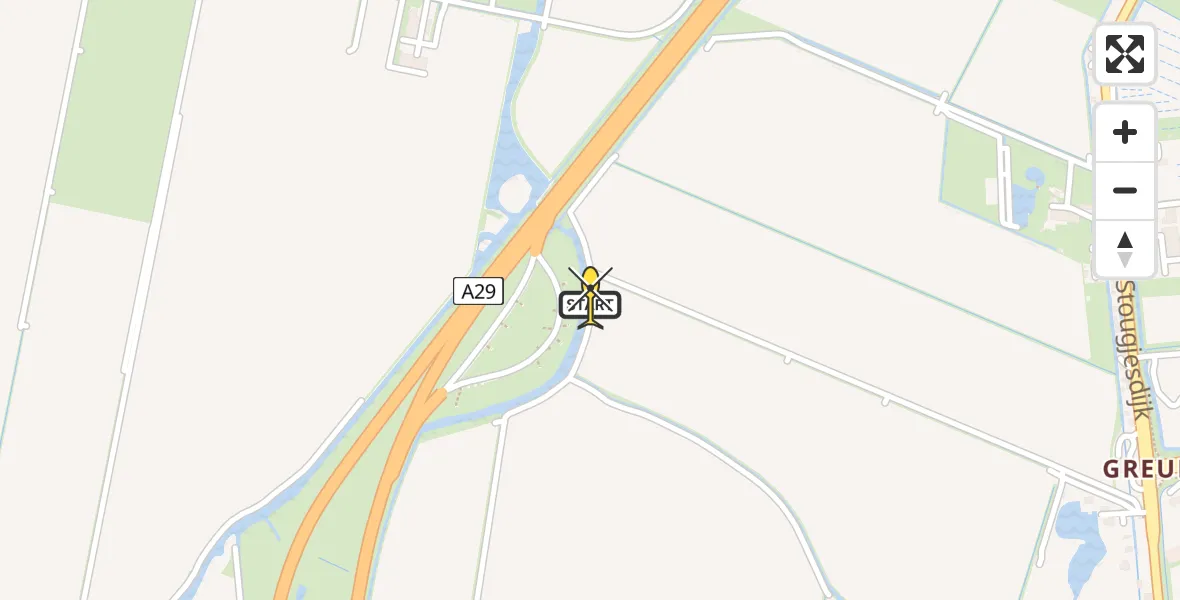 Routekaart van de vlucht: Lifeliner 2 naar Klaaswaal, Oud-Beijerlandsche Kreek