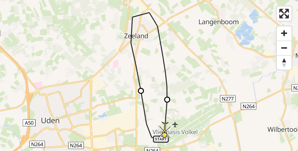 Routekaart van de vlucht: Lifeliner 3 naar Vliegbasis Volkel, Zeelandsedijk