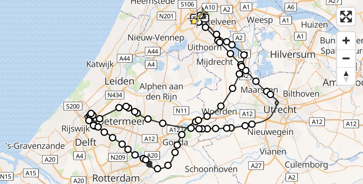 Routekaart van de vlucht: Politieheli naar Schiphol, Van Weerden-Poelmanweg