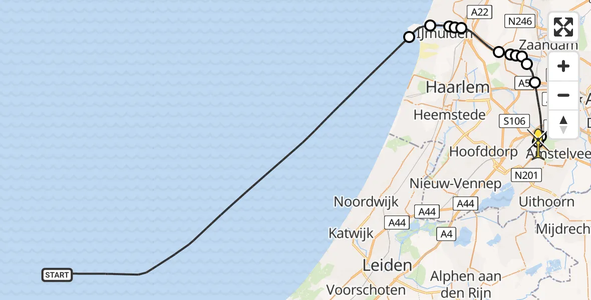 Routekaart van de vlucht: Politieheli naar Schiphol, Thermiekstraat