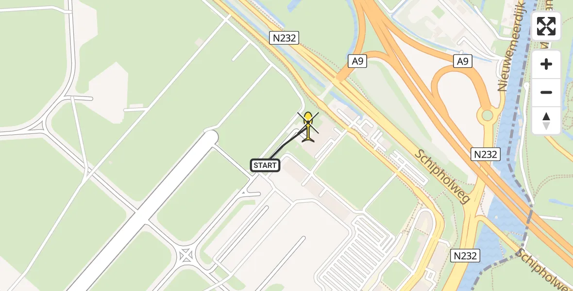 Vluchtroute Politiehelikopter van Schiphol naar Schiphol