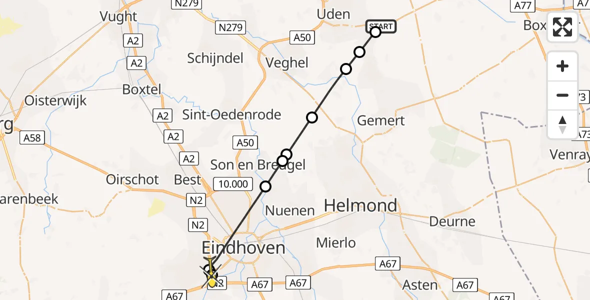 Routekaart van de vlucht: Lifeliner 3 naar Eindhoven, Luttelweg