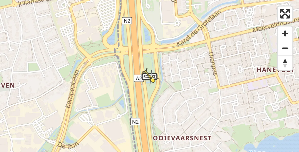 Routekaart van de vlucht: Lifeliner 3 naar Eindhoven, Poot van Metz