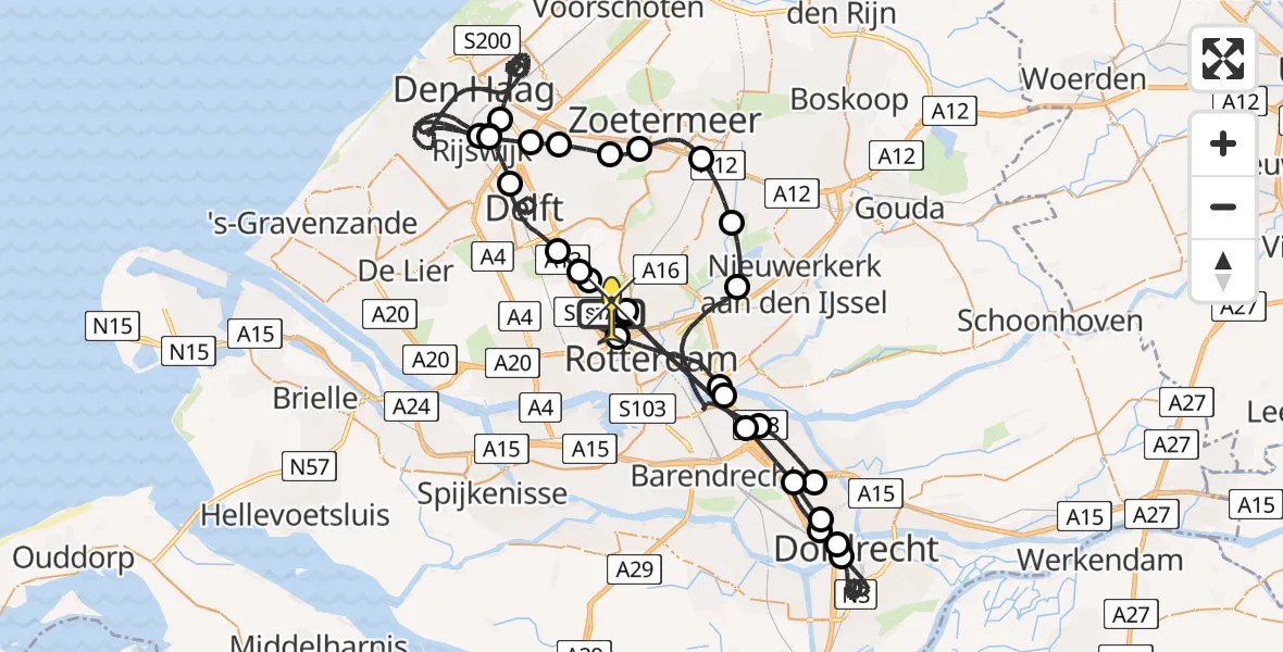 Routekaart van de vlucht: Politieheli naar Rotterdam The Hague Airport, Vliegveldweg