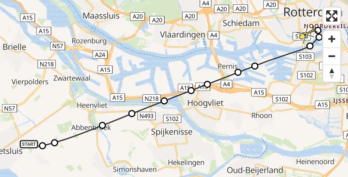 Routekaart van de vlucht: Lifeliner 2 naar Erasmus MC, Molendijk