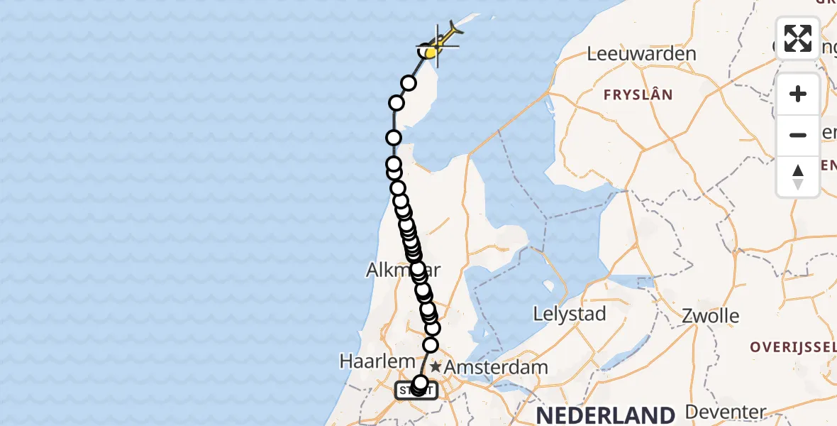 Routekaart van de vlucht: Politieheli naar Vlieland, Goede Ree