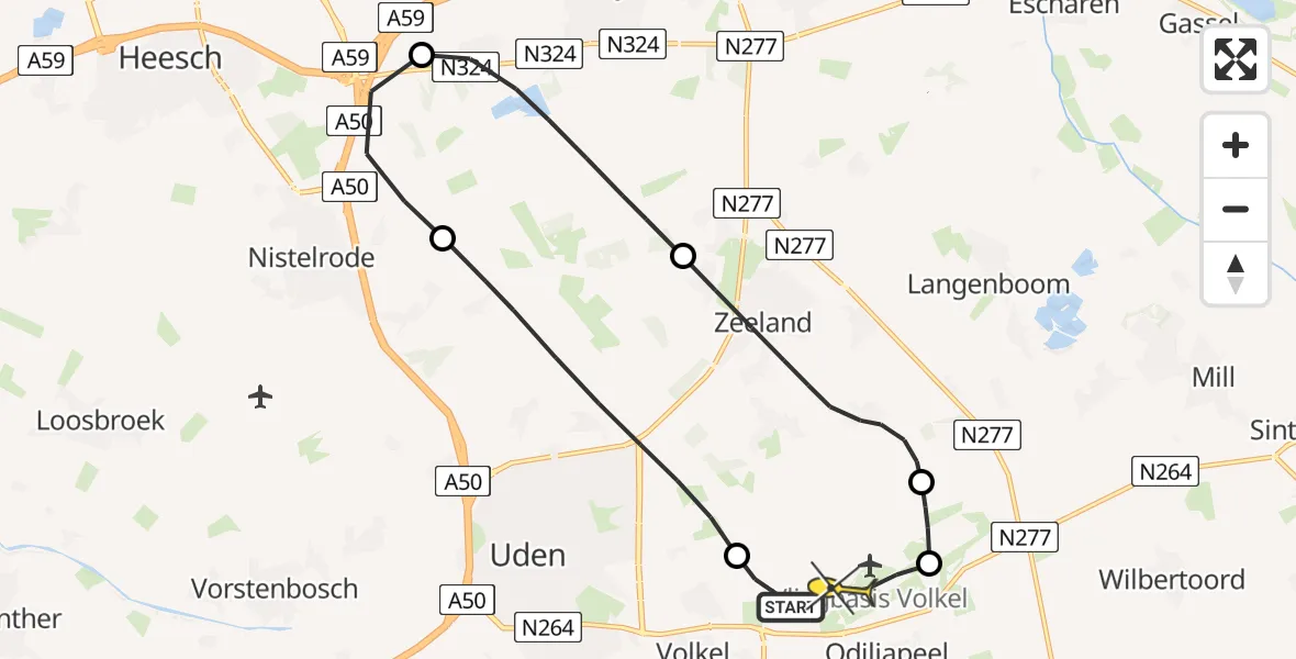 Routekaart van de vlucht: Lifeliner 3 naar Vliegbasis Volkel, Osseweg