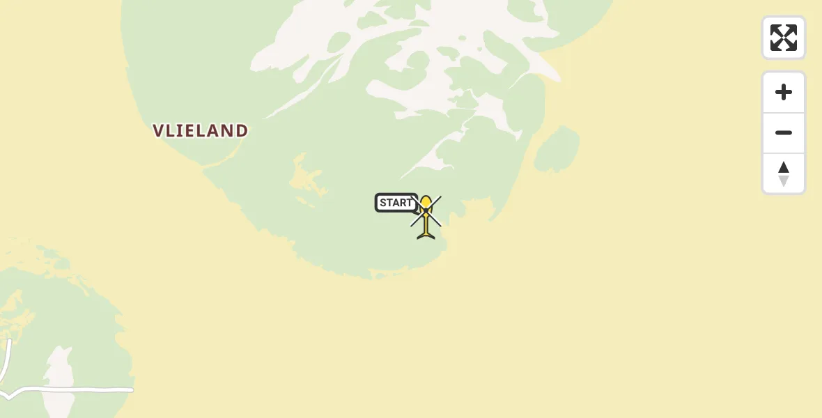 Routekaart van de vlucht: Politieheli naar Vlieland, Vliehors Range