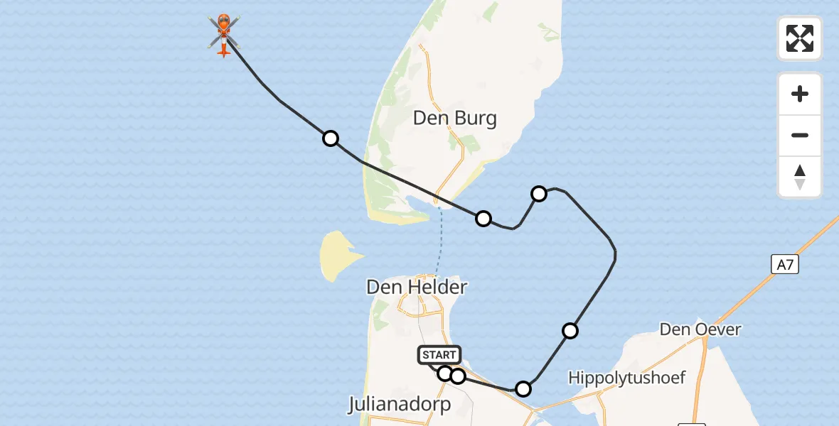 Vluchtroute Kustwachthelikopter Vliegveld De Kooy - , 02 december 2025, 10:06