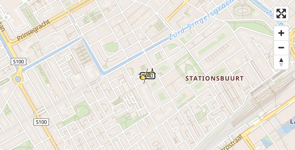 Routekaart van de vlucht: Lifeliner 2 naar Den Haag, Koningstraat