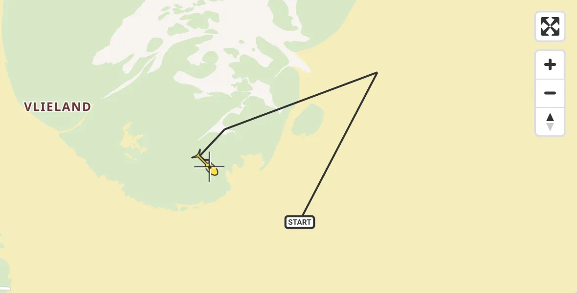 Routekaart van de vlucht: Politieheli naar Vlieland, Vliehors Range