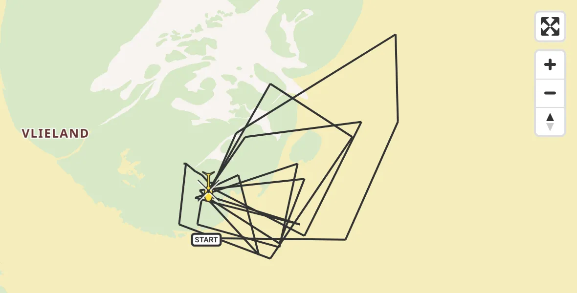 Routekaart van de vlucht: Politiehelikopter naar Vlieland, Vliehors