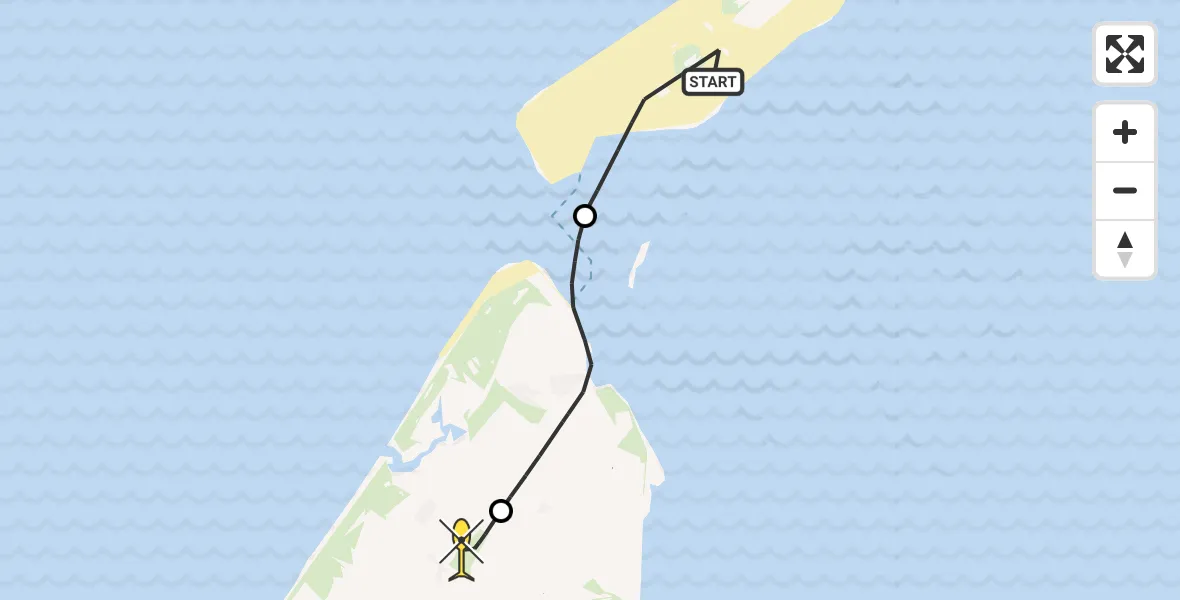 Routekaart van de vlucht: Politiehelikopter naar Texel International Airport, Vliehors