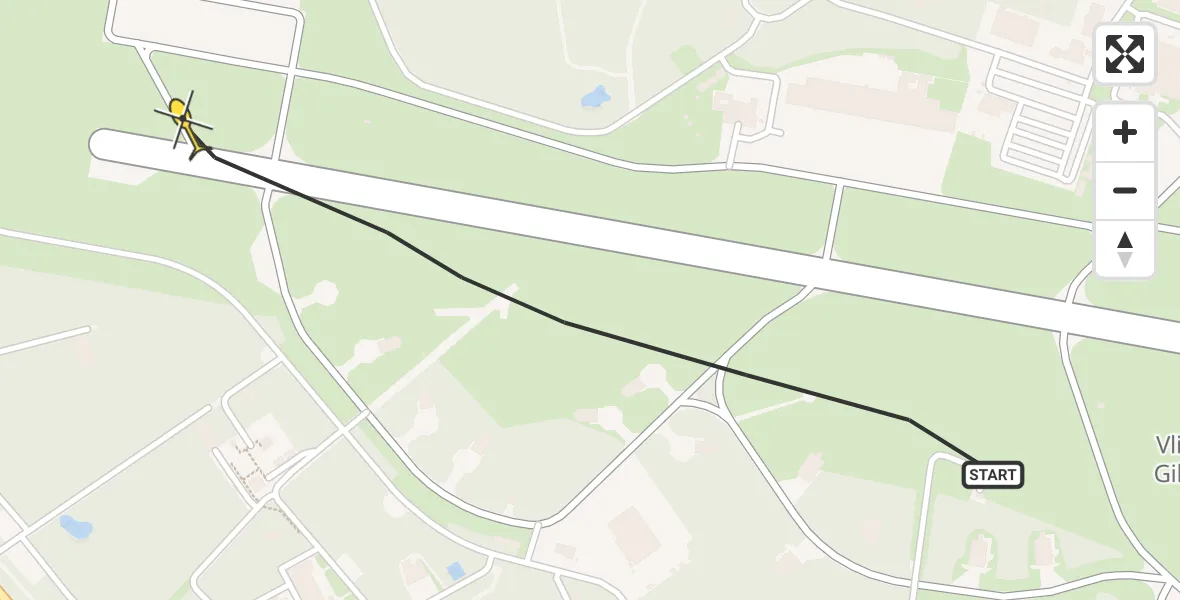 Routekaart van de vlucht: Politieheli naar Vliegbasis Gilze-Rijen, Rijksweg