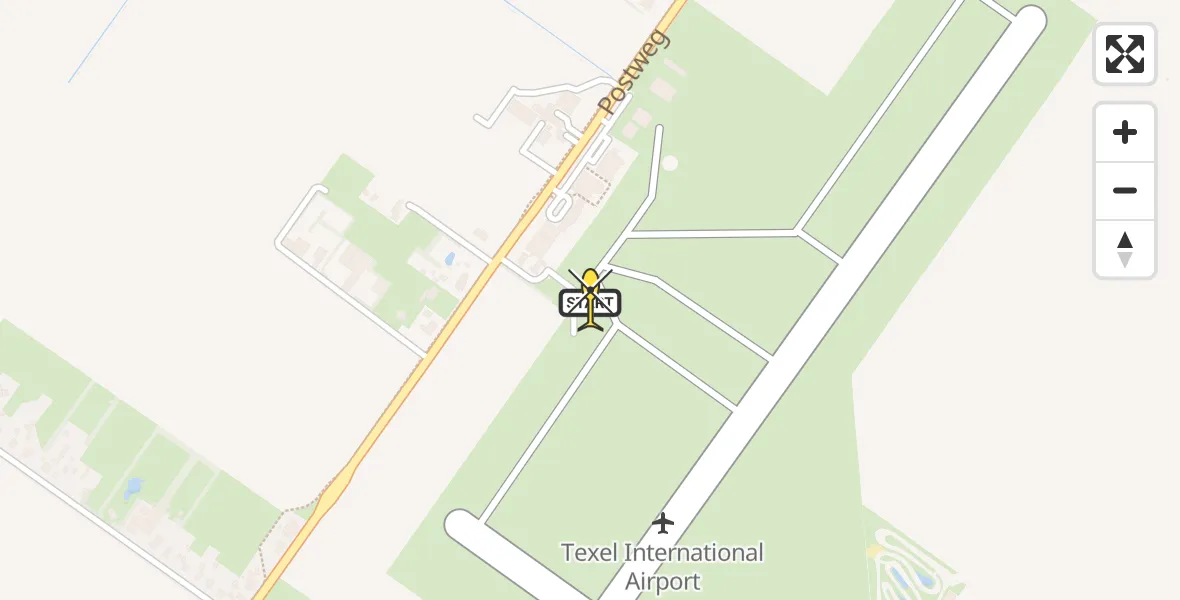 Routekaart van de vlucht: Politiehelikopter naar Texel International Airport, Postweg