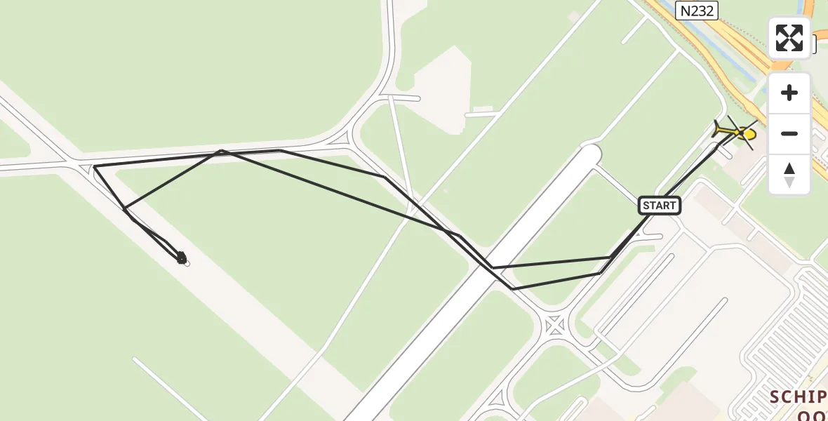Routekaart van de vlucht: Politieheli naar Schiphol, Loevesteinse Randweg