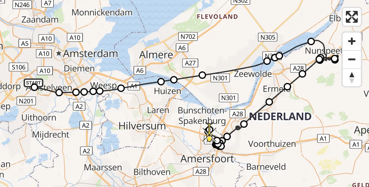 Routekaart van de vlucht: Politieheli naar Amersfoort, Thermiekstraat