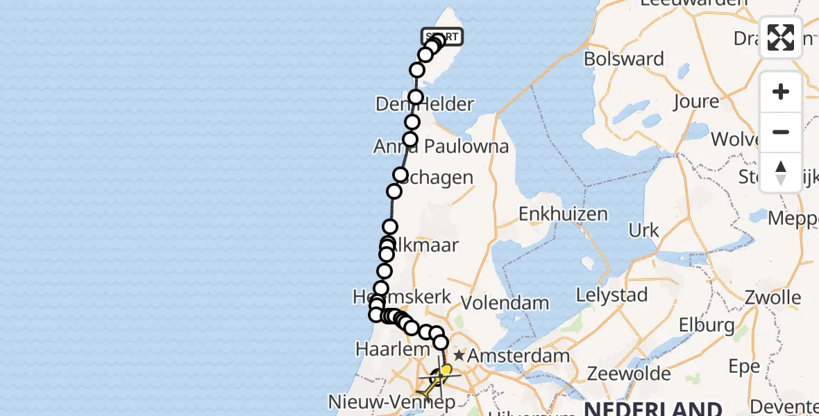 Routekaart van de vlucht: Politiehelikopter naar Schiphol, Postweg
