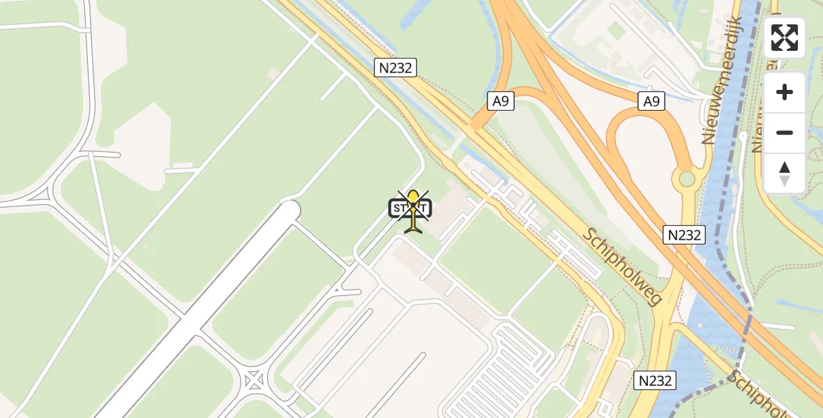 Routekaart van de vlucht: Politieheli naar Schiphol, Loevesteinse Randweg