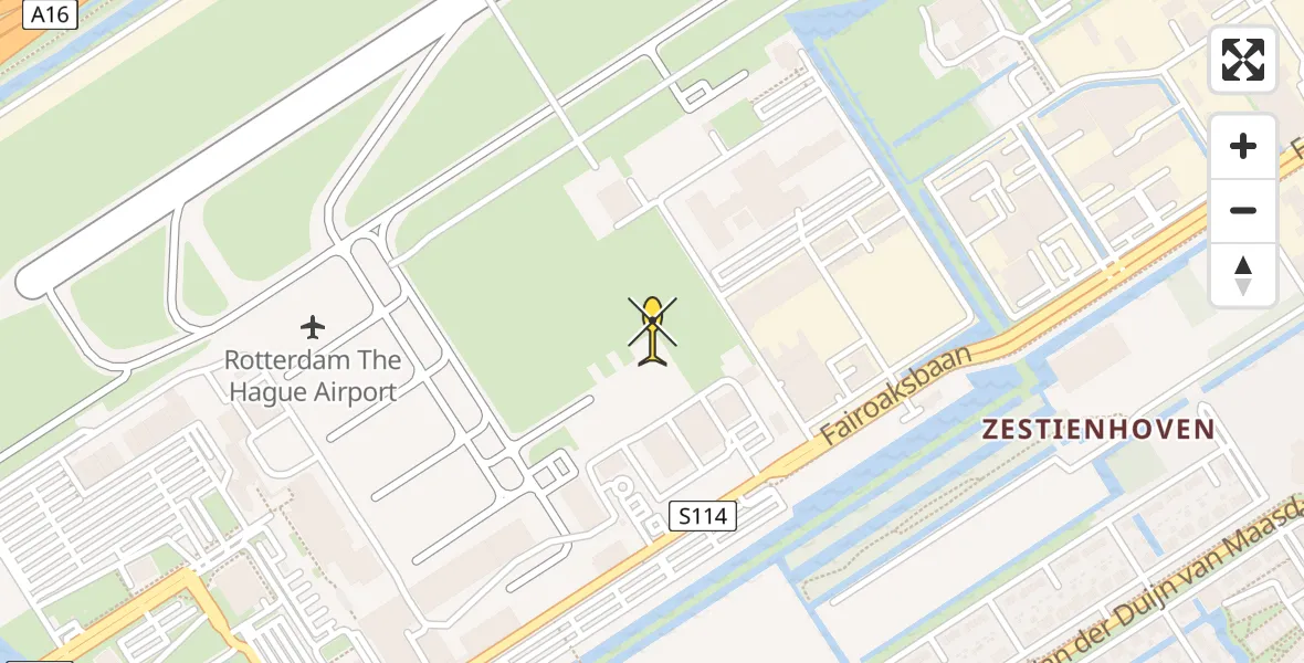 Routekaart van de vlucht: Politieheli naar Rotterdam The Hague Airport