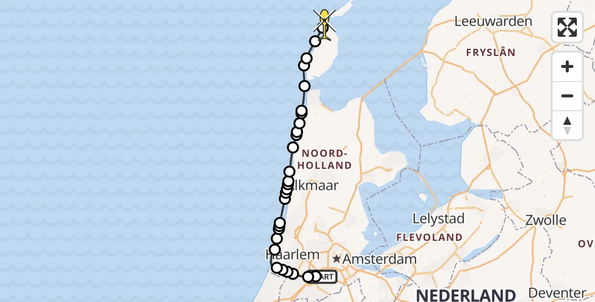 Routekaart van de vlucht: Politiehelikopter naar De Cocksdorp, Loevesteinse Randweg
