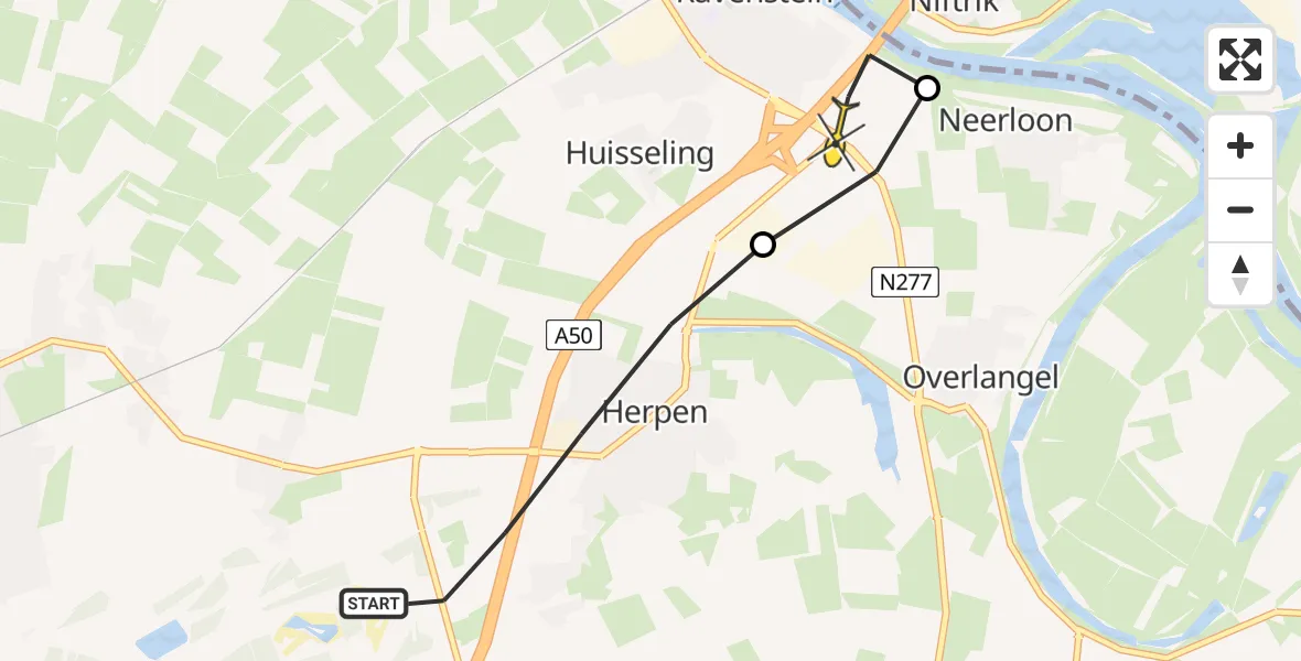 Routekaart van de vlucht: Lifeliner 3 naar Ravenstein, Heesche Baan