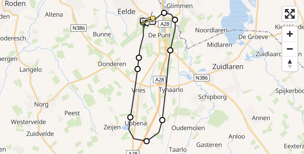 Routekaart van de vlucht: Lifeliner 4 naar Groningen Airport Eelde, Breukenweg