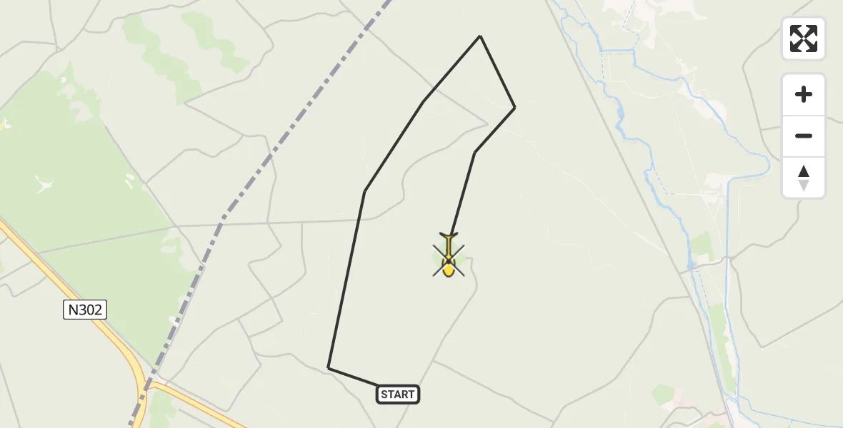 Routekaart van de vlucht: Politieheli naar Ermelo, Beekhuizerweg