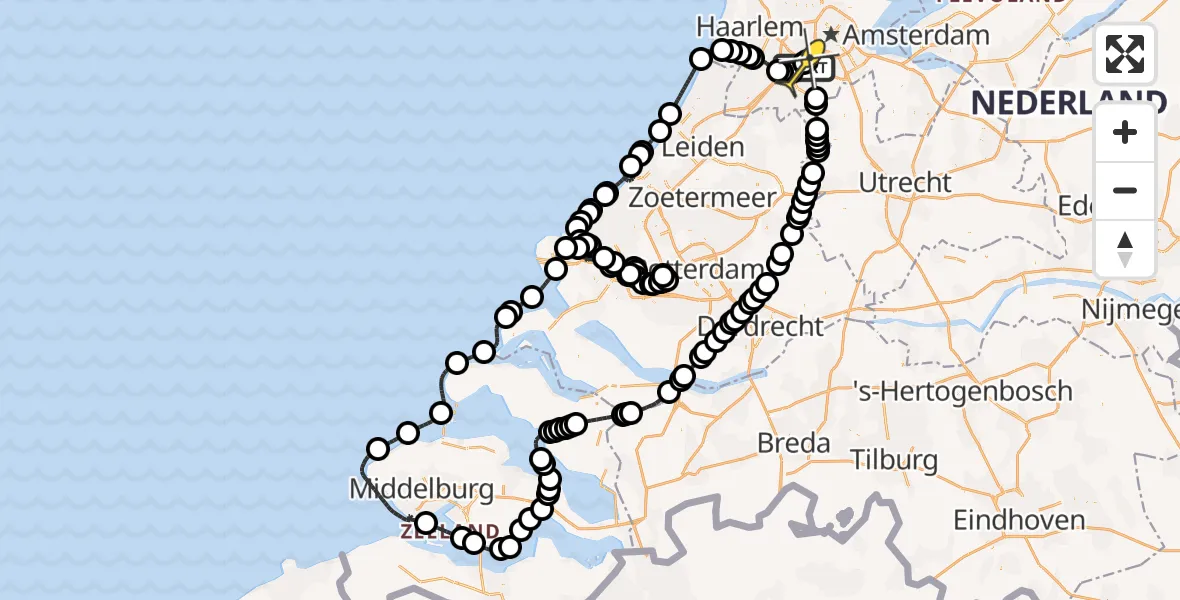 Routekaart van de vlucht: Politieheli naar Schiphol, Westerkimweg
