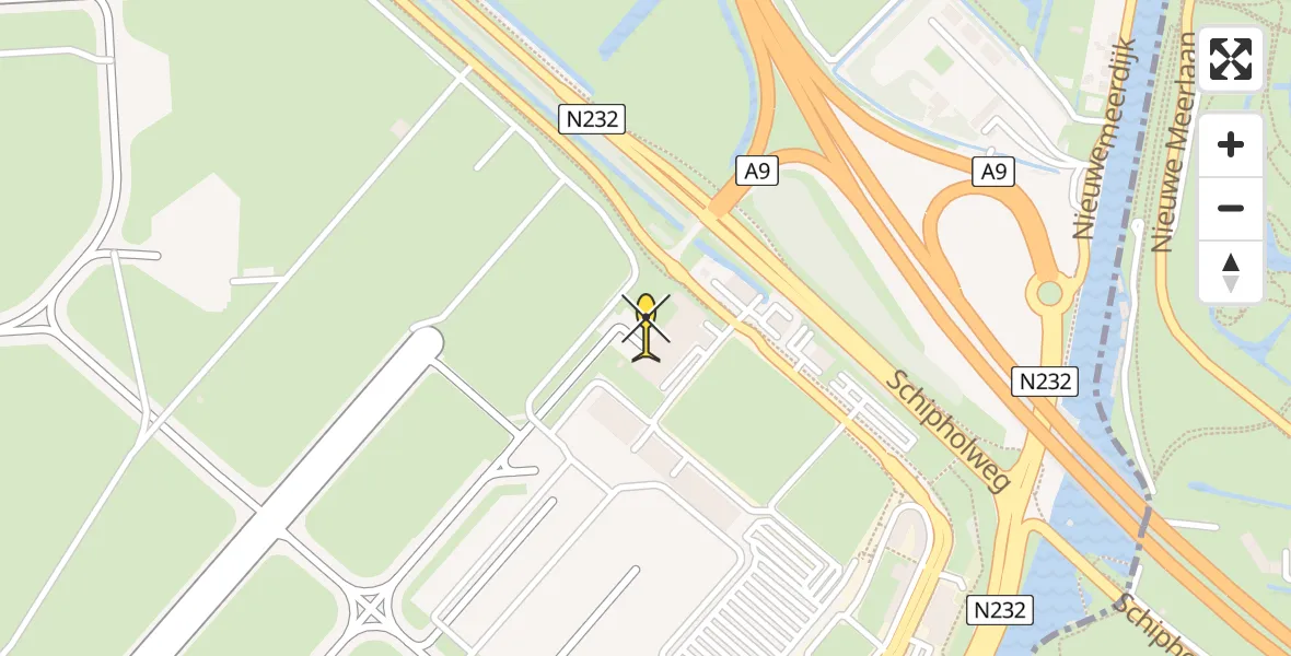 Routekaart van de vlucht: Politieheli naar Schiphol