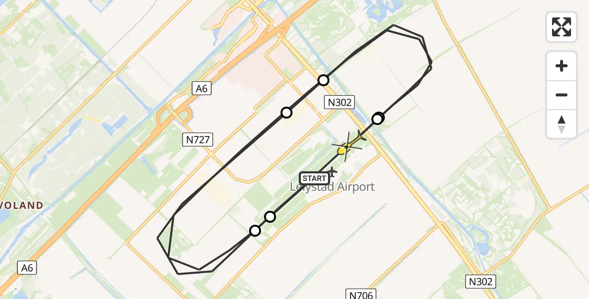 Routekaart van de vlucht: Politieheli naar Lelystad Airport, Eendenweg